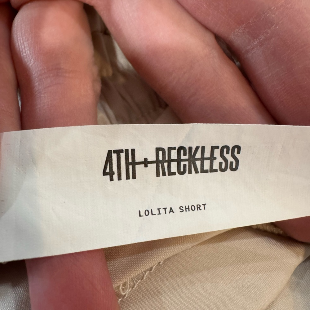 4th and Reckless Lolita Satin Shorts in Cream - Picture 4 of 5